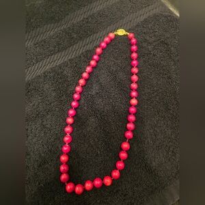 Vintage Natural Red Coral Knotted Beaded Necklace 14k Sterling Vermeil